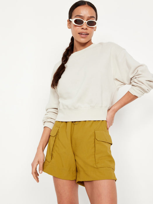 High-Waisted Cargo Utility Shorts -- 5-inch inseam