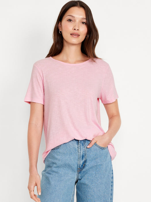 Luxe Ribbed Slub-Knit T-Shirt