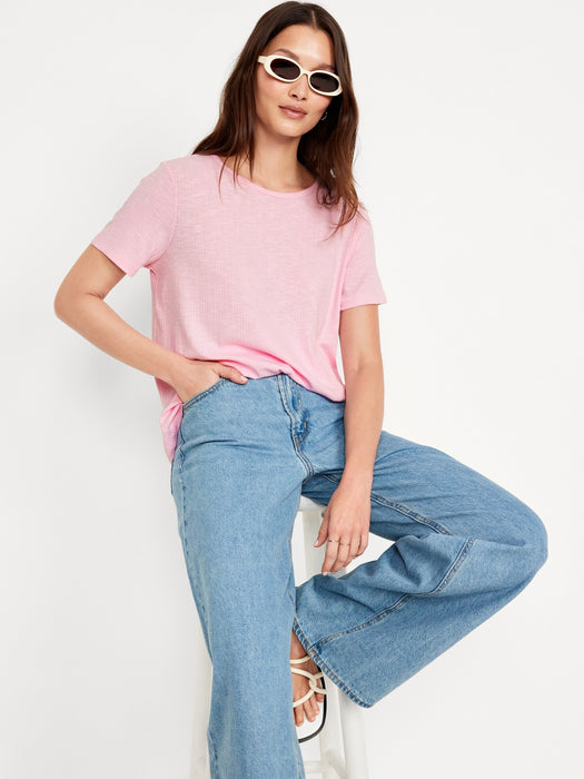 Luxe Ribbed Slub-Knit T-Shirt