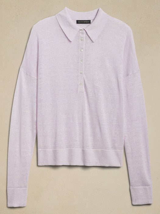 Fern Linen-Blend Sweater Polo