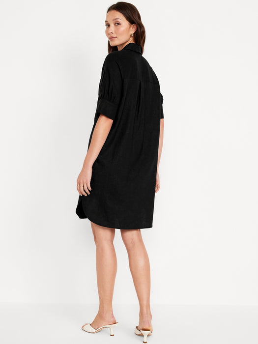 Linen-Blend Shirt Dress