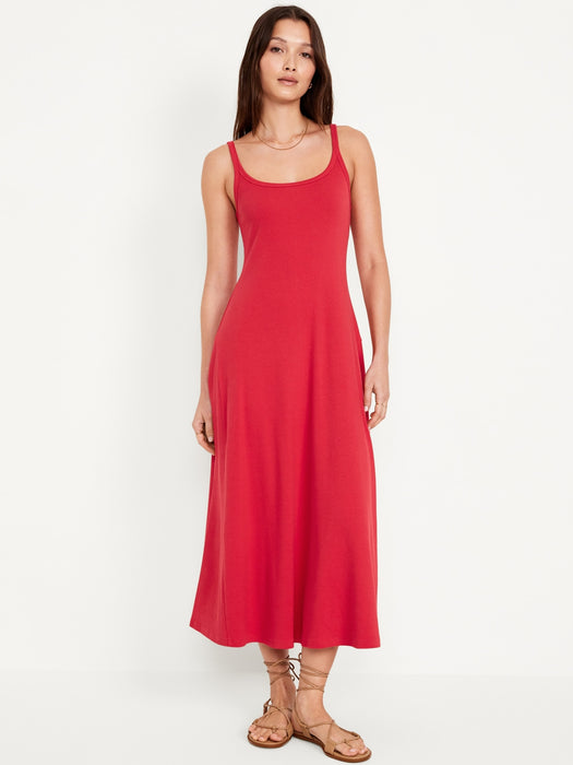 Fit & Flare Rib-Knit Maxi Dress