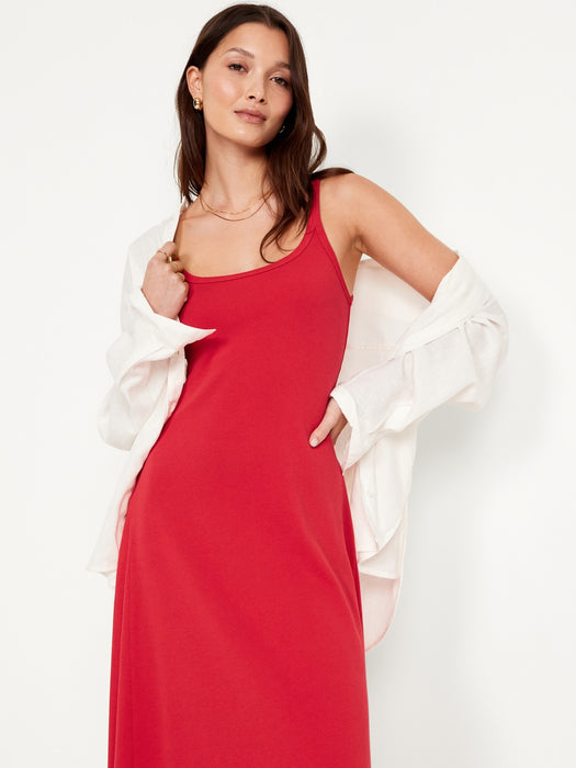 Fit & Flare Rib-Knit Maxi Dress