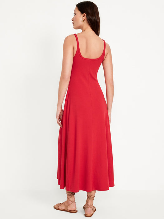 Fit & Flare Rib-Knit Maxi Dress