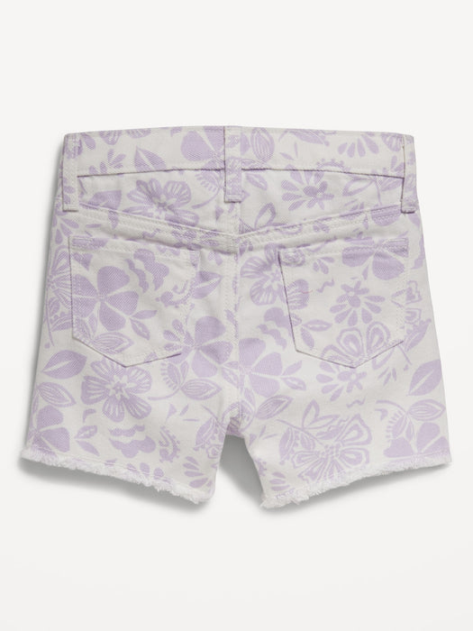 High-Waisted Floral Print Jean Shorts for Toddler Girls