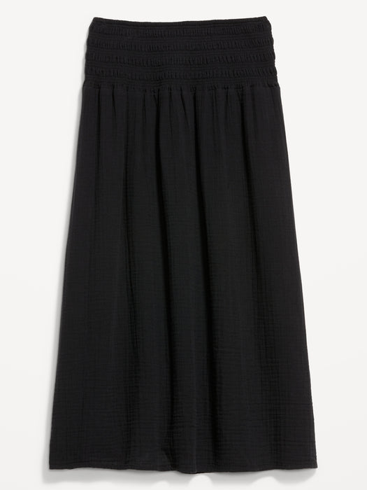 High-Waisted Crinkle Gauze Maxi Skirt