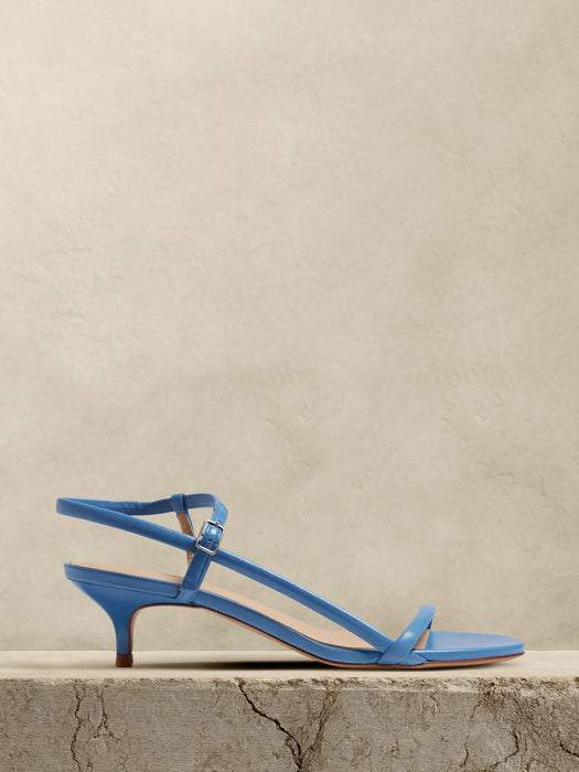 Terzo Leather Kitten-Heel Sandal