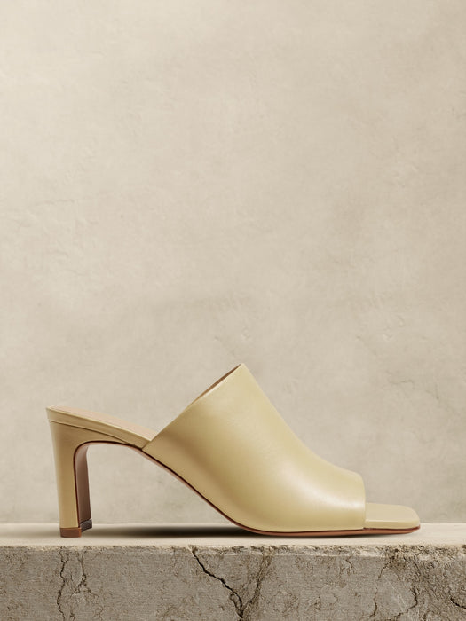 Lucca Leather Square-Toe Mule