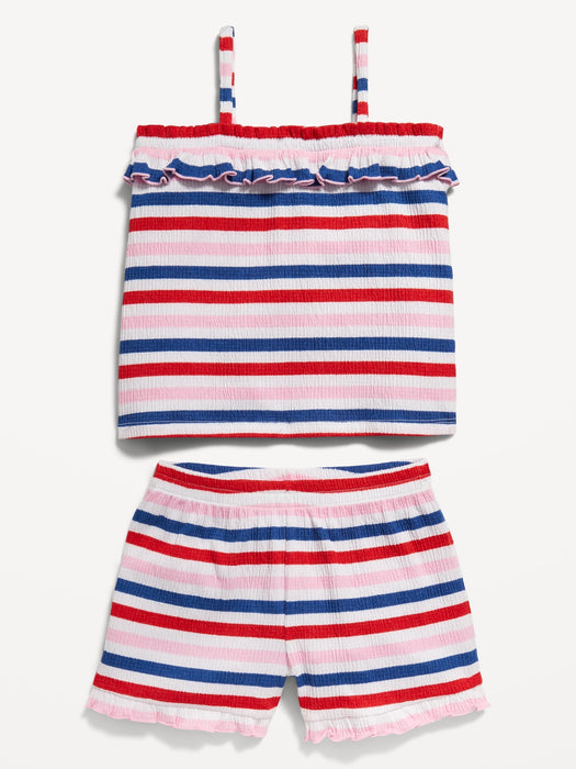 Sleeveless Ruffle Top and Shorts Set for Toddler Girls