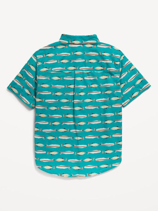 Short-Sleeve Printed Poplin Shirt for Boys