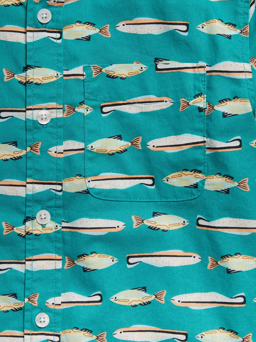 Short-Sleeve Printed Poplin Shirt for Boys