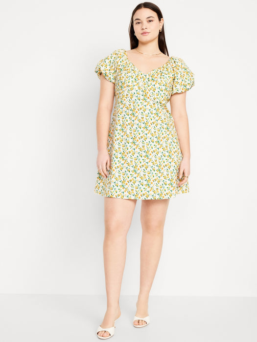 V-Neck Mini Swing Dress