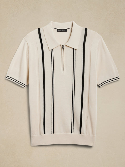 Cotton Zip Sweater Polo