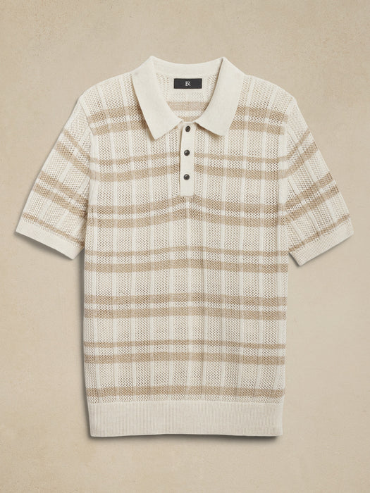 Linen-Cotton Sweater Polo