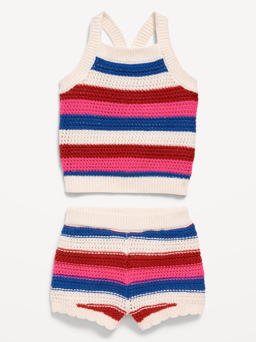 Sleeveless Sweater-Knit Tank and Shorts Set for Baby
