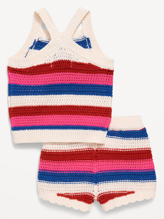 Sleeveless Sweater-Knit Tank and Shorts Set for Baby
