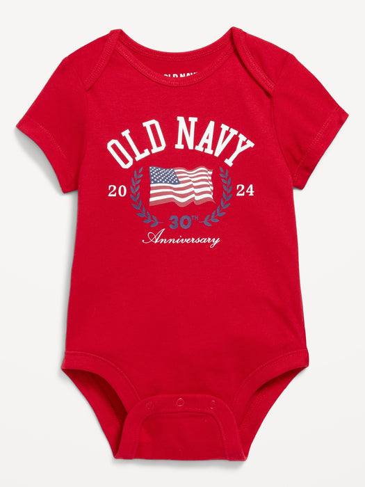 Unisex Matching Short-Sleeve Logo-Graphic Bodysuit for Baby