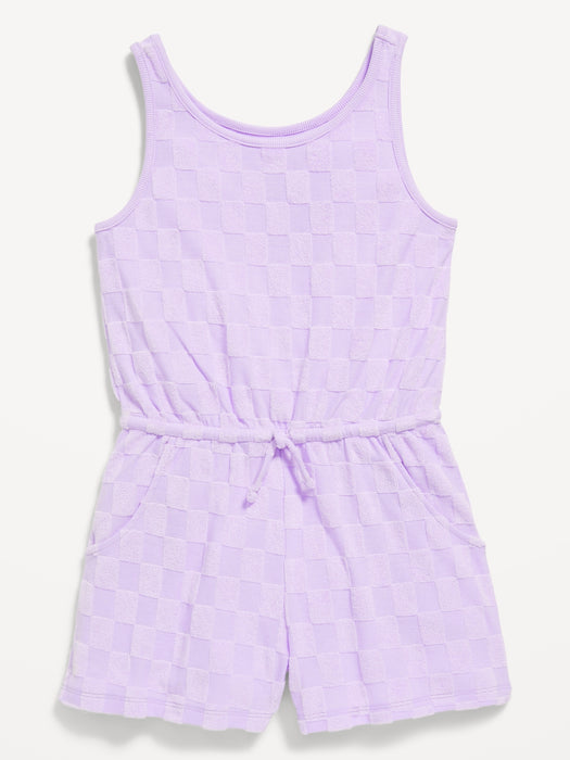 Sleeveless Terry Cinched-Waist Romper for Girls