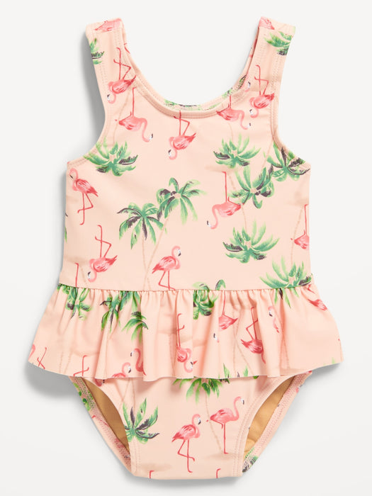 Printed Ruffled One-Piece Swimsuit for Baby