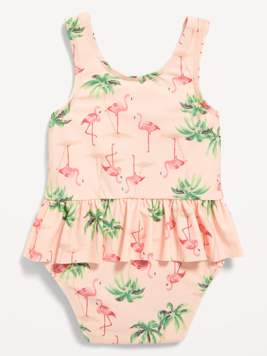 Printed Ruffled One-Piece Swimsuit for Baby