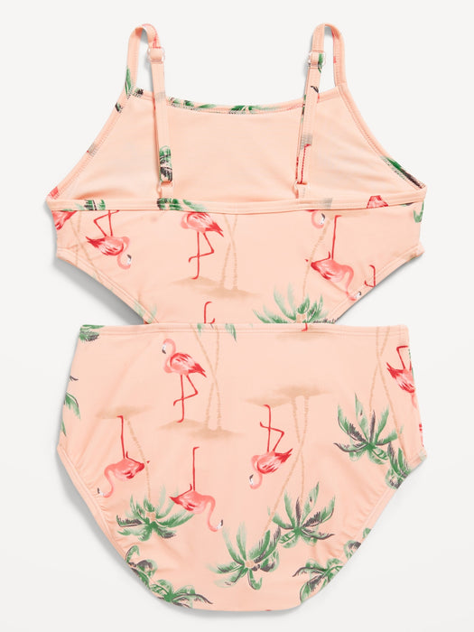 Printed Side-Cutout One-Piece Swimsuit for Girls