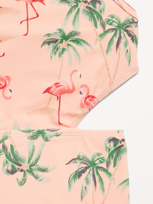 Printed Side-Cutout One-Piece Swimsuit for Girls