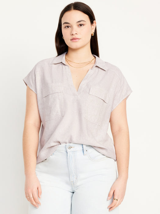 Linen-Blend Utility Shirt