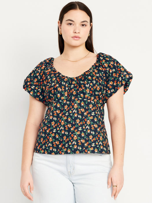 Waist-Defined V-Neck Top