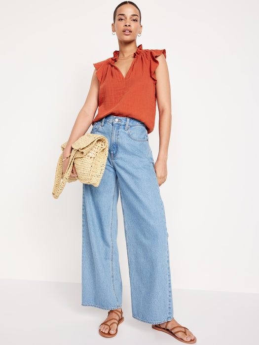 Sleeveless Crinkle Gauze Top