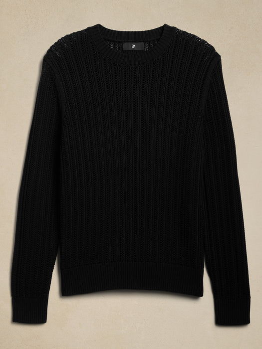 Textured Cotton Crew-Neck Sweater