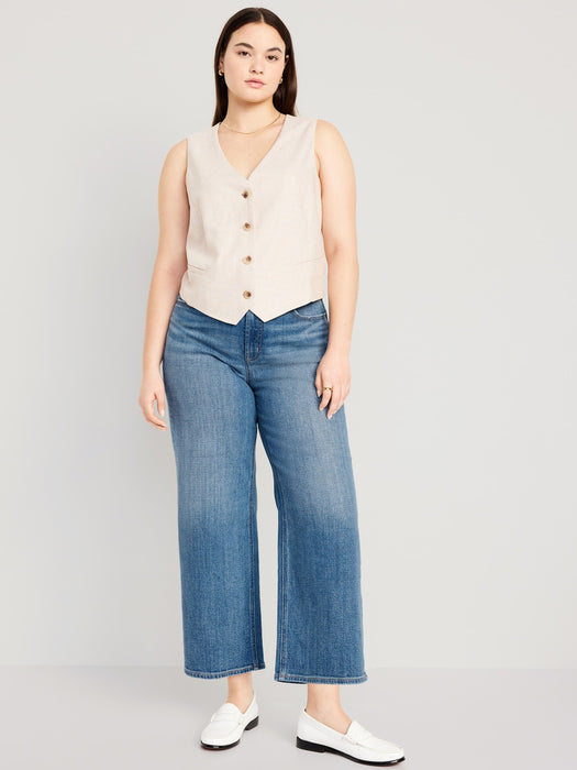 Extra High-Waisted Wide-Leg Crop Jeans