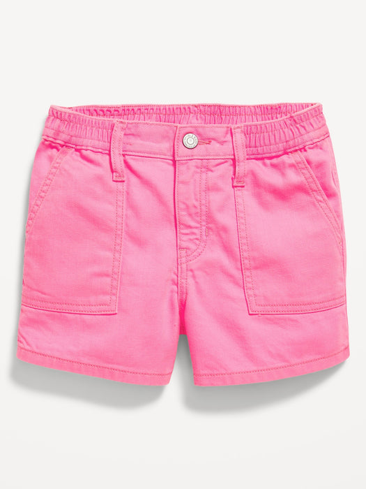 Elasticized High-Waisted Utility Jean Shorts for Girls