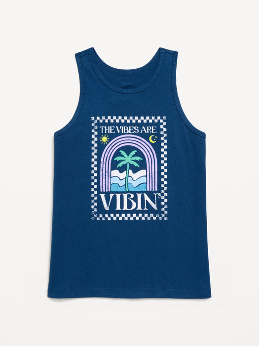 Back Cutout Graphic Tank Top for Girls