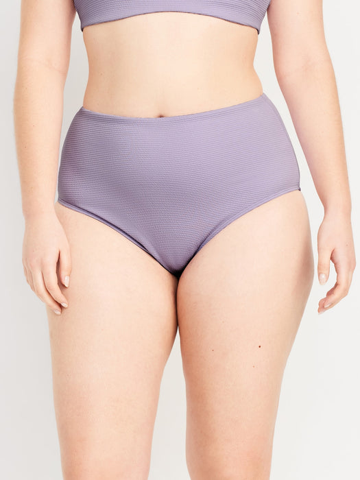 High-Waisted French-Cut Puckered Bikini Swim Bottoms