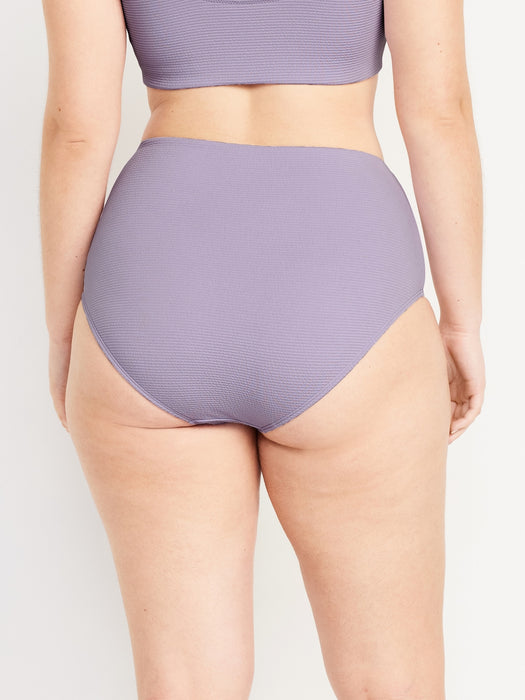 High-Waisted French-Cut Puckered Bikini Swim Bottoms