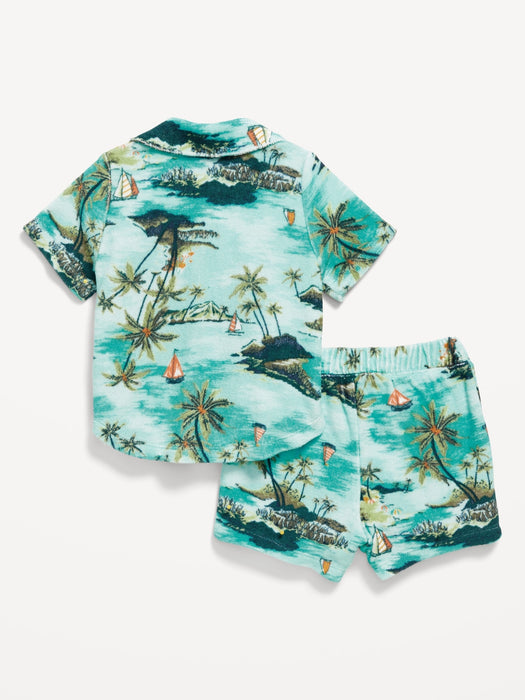 Printed Loop-Terry Shirt and Shorts Set for Baby