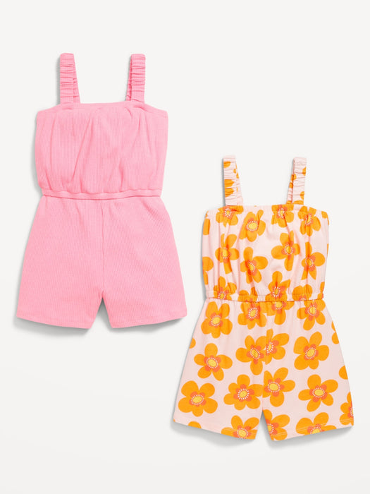 Sleeveless Rib-Knit Romper 2-Pack for Toddler Girls