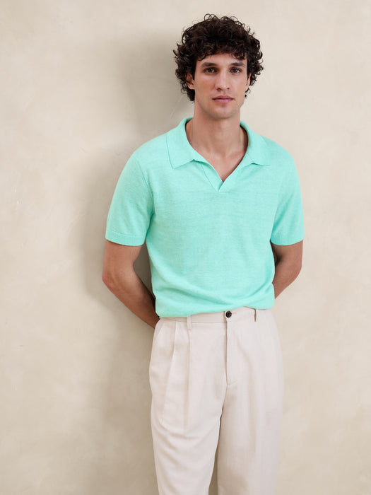 Giorgio Linen-Cotton Sweater Polo