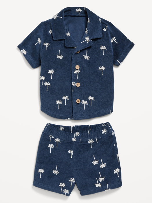 Printed Loop-Terry Shirt and Shorts Set for Baby