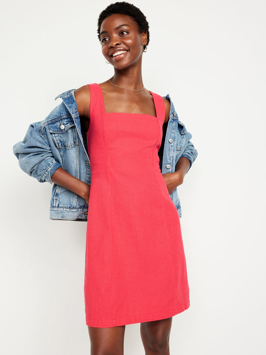 Sleeveless Linen-Blend Mini Dress