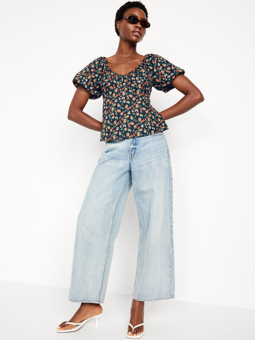 Waist-Defined V-Neck Top