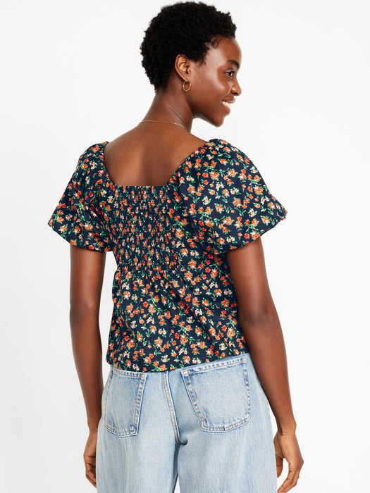 Waist-Defined V-Neck Top