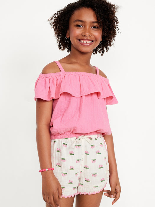 Off-Shoulder Ruffle-Trim Top for Girls