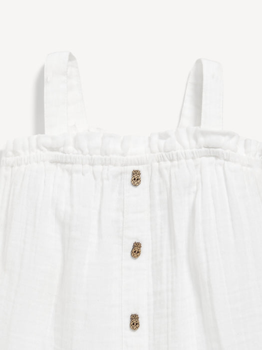 Sleeveless Button-Front Top for Toddler Girls