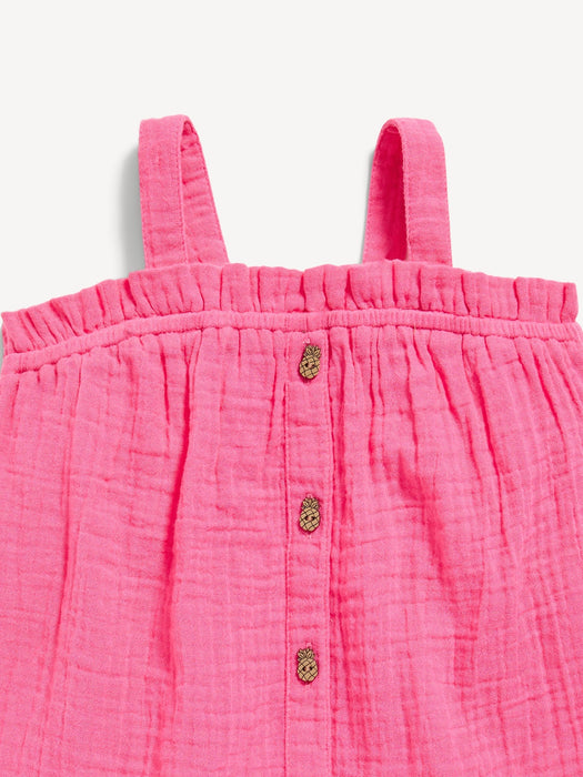 Sleeveless Button-Front Top for Toddler Girls