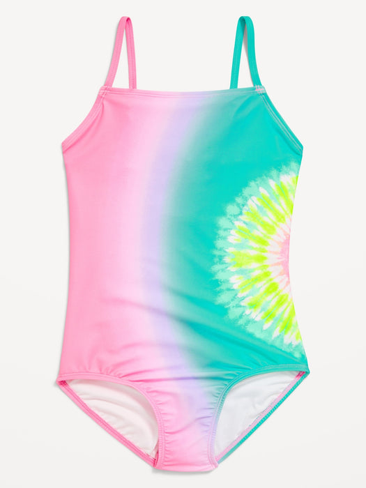 Printed Back-Cutout One-Piece Swimsuit for Girls