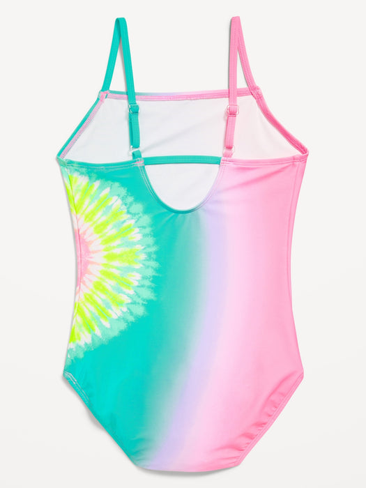 Printed Back-Cutout One-Piece Swimsuit for Girls