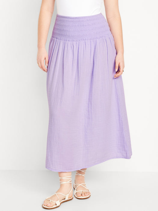 High-Waisted Crinkle Gauze Maxi Skirt