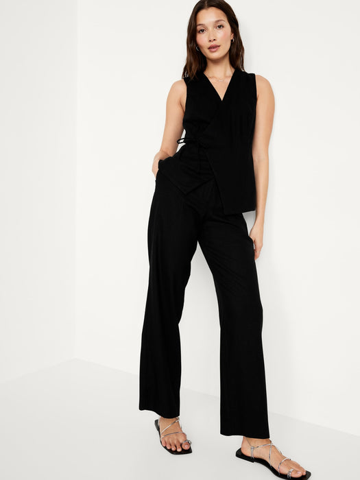 Linen-Blend Side-Tie Vest