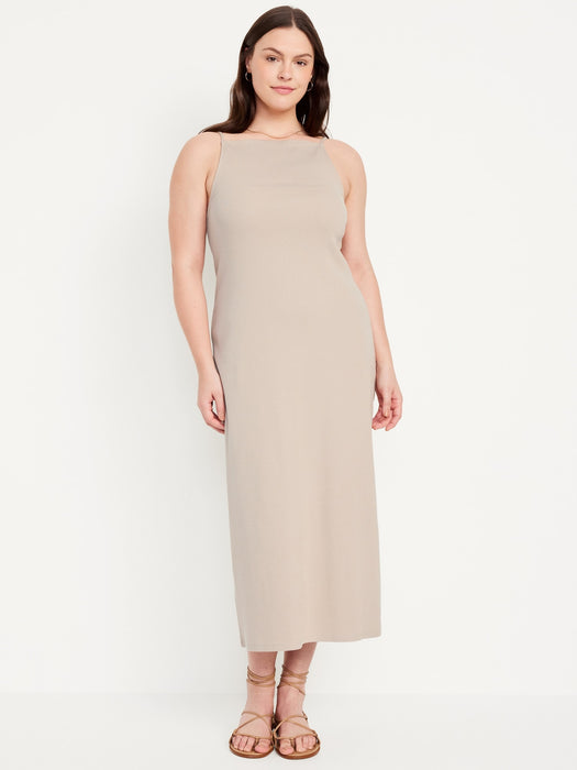 Sleeveless Rib-Knit Midi Dress